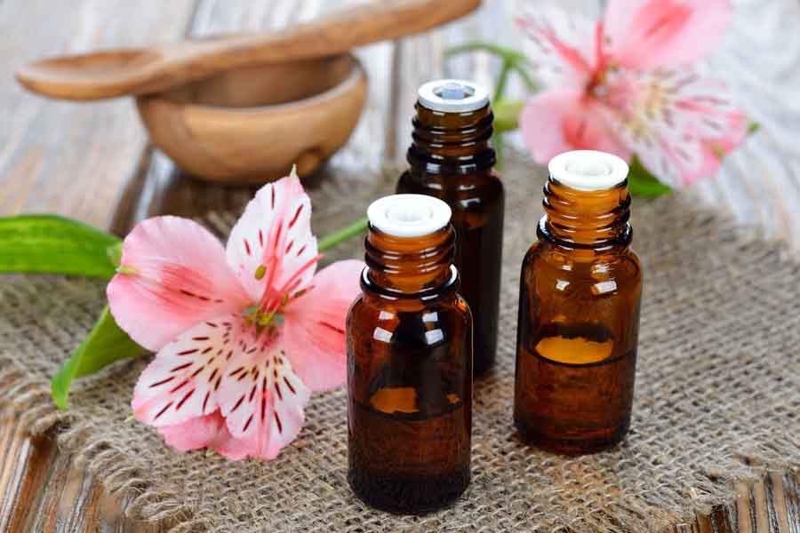 essential oil bottles flower